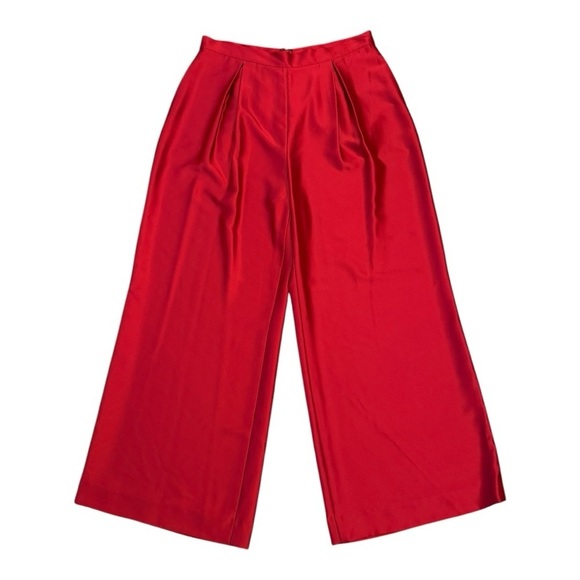 ALEX MARIE Cori Satin Wide Leg High Waist Trousers Crimson NEW Christmas Holiday - Picture 3 of 10